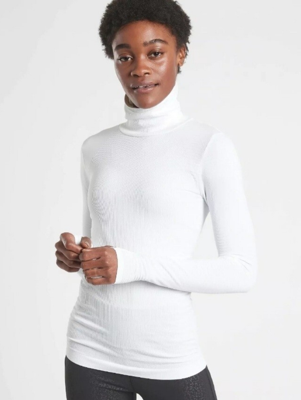 Athleta Flurry Seamless Blizzard Rib Turtleneck White Xxs Nwt $99 Packable Soft